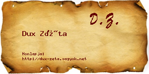 Dux Zéta névjegykártya